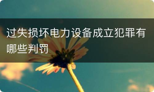过失损坏电力设备成立犯罪有哪些判罚