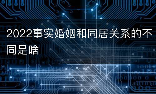 2022事实婚姻和同居关系的不同是啥