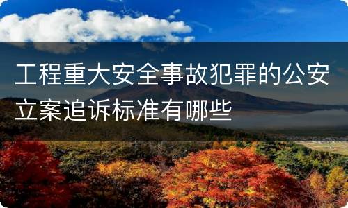 工程重大安全事故犯罪的公安立案追诉标准有哪些