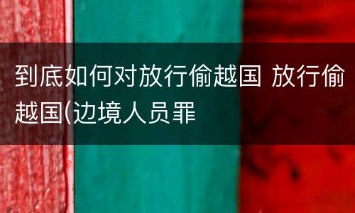 到底如何对放行偷越国 放行偷越国(边境人员罪