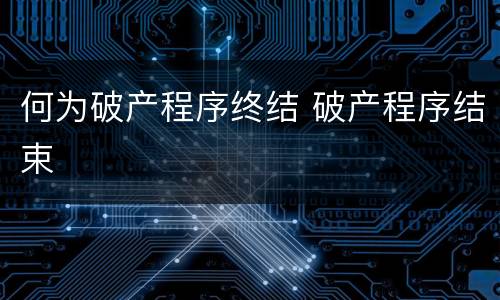 何为破产程序终结 破产程序结束