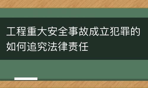 工程重大安全事故成立犯罪的如何追究法律责任