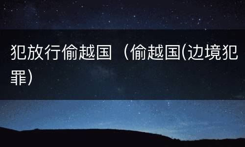 犯放行偷越国（偷越国(边境犯罪）