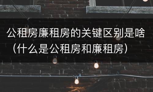公租房廉租房的关键区别是啥（什么是公租房和廉租房）