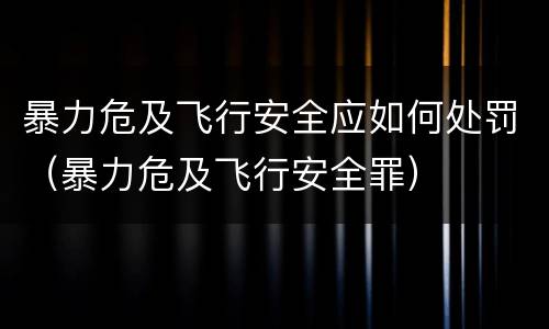 暴力危及飞行安全应如何处罚（暴力危及飞行安全罪）