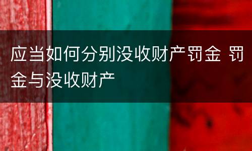 应当如何分别没收财产罚金 罚金与没收财产