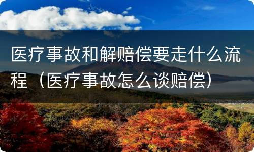医疗事故和解赔偿要走什么流程（医疗事故怎么谈赔偿）