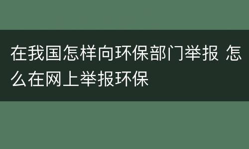 在我国怎样向环保部门举报 怎么在网上举报环保
