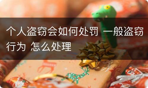 个人盗窃会如何处罚 一般盗窃行为 怎么处理