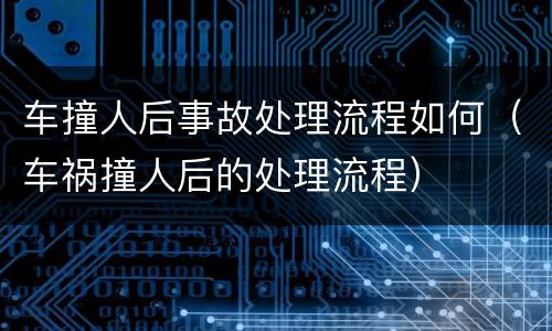 车撞人后事故处理流程如何（车祸撞人后的处理流程）