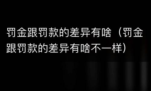 罚金跟罚款的差异有啥（罚金跟罚款的差异有啥不一样）