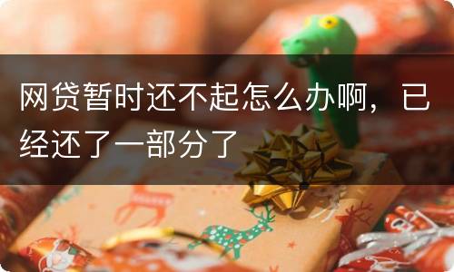 网贷暂时还不起怎么办啊，已经还了一部分了