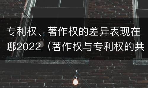 专利权、著作权的差异表现在哪2022（著作权与专利权的共性有）