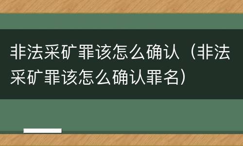 非法采矿罪该怎么确认（非法采矿罪该怎么确认罪名）