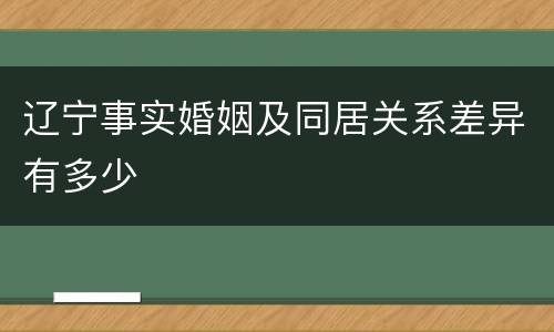 辽宁事实婚姻及同居关系差异有多少