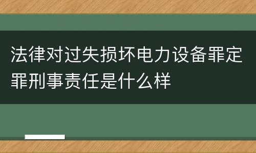 法律对过失损坏电力设备罪定罪刑事责任是什么样