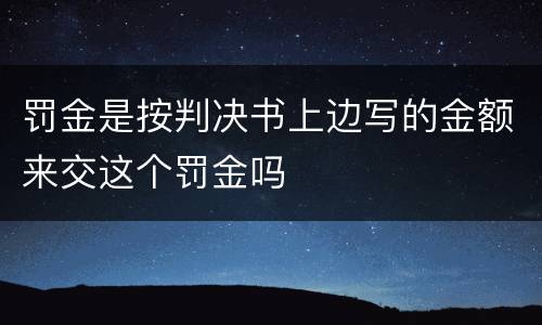 罚金是按判决书上边写的金额来交这个罚金吗