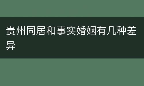 贵州同居和事实婚姻有几种差异