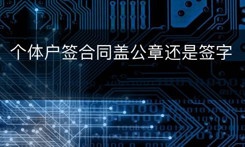 个体户签合同盖公章还是签字