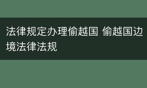 法律规定办理偷越国 偷越国边境法律法规