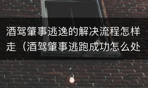 酒驾肇事逃逸的解决流程怎样走（酒驾肇事逃跑成功怎么处理）