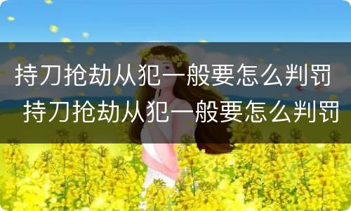持刀抢劫从犯一般要怎么判罚 持刀抢劫从犯一般要怎么判罚呢