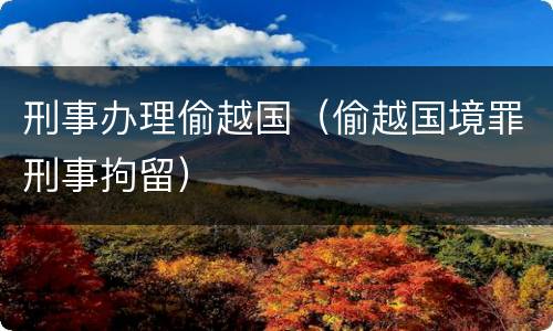 刑事办理偷越国（偷越国境罪刑事拘留）