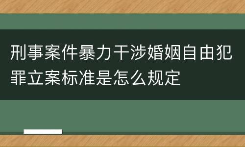 刑事案件暴力干涉婚姻自由犯罪立案标准是怎么规定