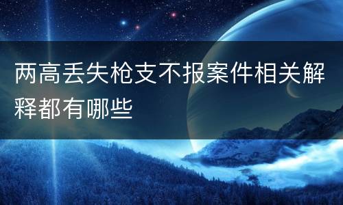 两高丢失枪支不报案件相关解释都有哪些
