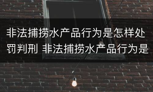 非法捕捞水产品行为是怎样处罚判刑 非法捕捞水产品行为是怎样处罚判刑案例
