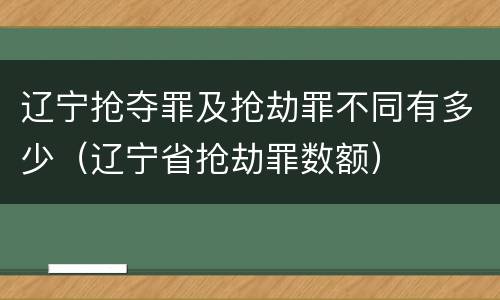辽宁抢夺罪及抢劫罪不同有多少（辽宁省抢劫罪数额）