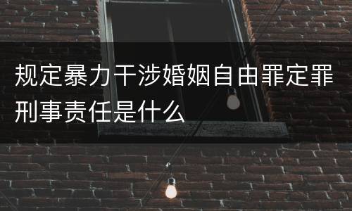 规定暴力干涉婚姻自由罪定罪刑事责任是什么