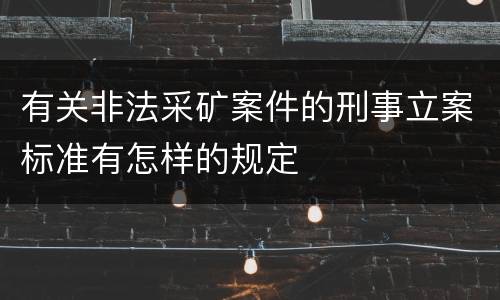 有关非法采矿案件的刑事立案标准有怎样的规定