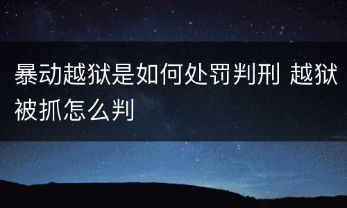 暴动越狱是如何处罚判刑 越狱被抓怎么判