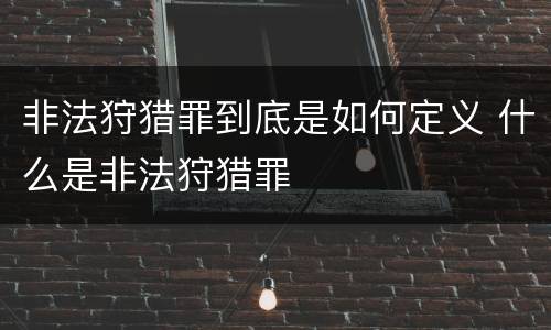 非法狩猎罪到底是如何定义 什么是非法狩猎罪