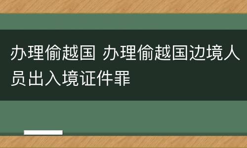 办理偷越国 办理偷越国边境人员出入境证件罪