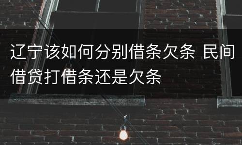 辽宁该如何分别借条欠条 民间借贷打借条还是欠条