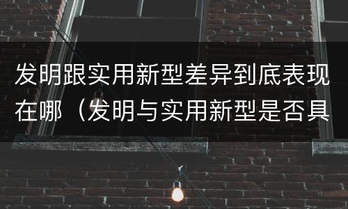 发明跟实用新型差异到底表现在哪（发明与实用新型是否具有实用性）