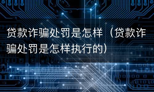 贷款诈骗处罚是怎样（贷款诈骗处罚是怎样执行的）