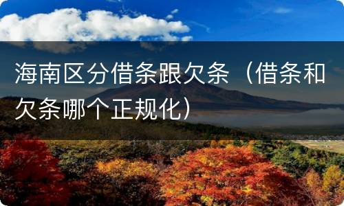 海南区分借条跟欠条（借条和欠条哪个正规化）
