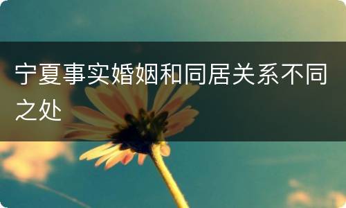 宁夏事实婚姻和同居关系不同之处