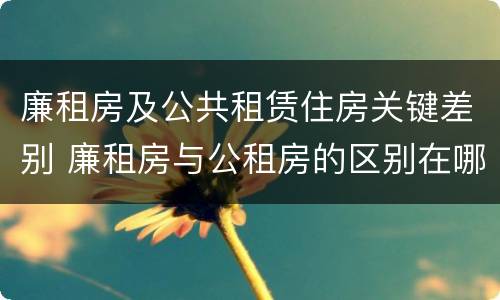 廉租房及公共租赁住房关键差别 廉租房与公租房的区别在哪里