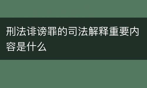 刑法诽谤罪的司法解释重要内容是什么