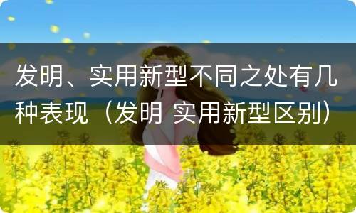 发明、实用新型不同之处有几种表现（发明 实用新型区别）