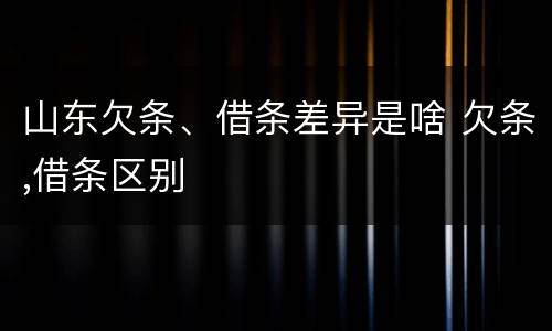 山东欠条、借条差异是啥 欠条,借条区别