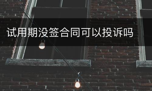 试用期没签合同可以投诉吗