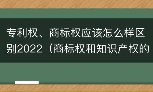 专利权、商标权应该怎么样区别2022（商标权和知识产权的区别）