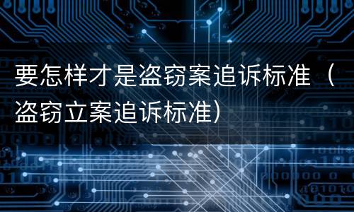 要怎样才是盗窃案追诉标准（盗窃立案追诉标准）