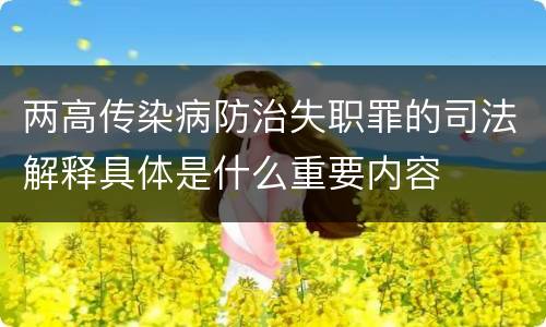 两高传染病防治失职罪的司法解释具体是什么重要内容