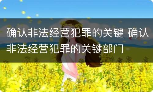 确认非法经营犯罪的关键 确认非法经营犯罪的关键部门